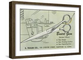 Scissors Advertisement-null-Framed Art Print