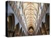 Scisssor arch and ceiling, The Cathedral, Wells, Somerset, England, United Kingdom, Europe-Jean Brooks-Stretched Canvas