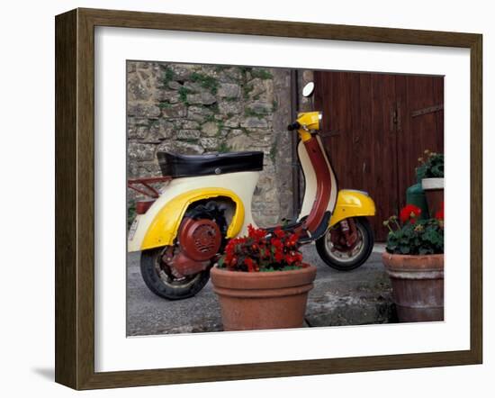 Scooter, Preggio, Umbria, Italy-Inger Hogstrom-Framed Premium Photographic Print