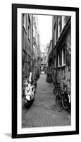 Scooters and Bicycles Parked in a Street, Amsterdam, Netherlands-null-Framed Photographic Print