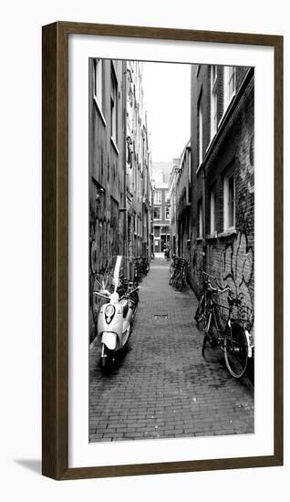 Scooters and Bicycles Parked in a Street, Amsterdam, Netherlands-null-Framed Photographic Print