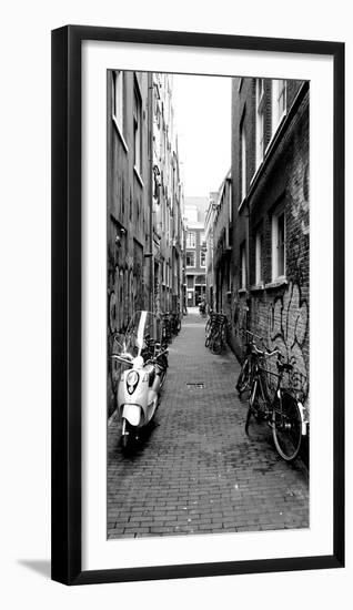 Scooters and Bicycles Parked in a Street, Amsterdam, Netherlands-null-Framed Photographic Print