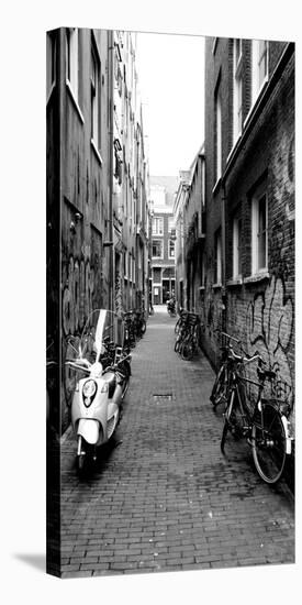 Scooters and Bicycles Parked in a Street, Amsterdam, Netherlands-null-Stretched Canvas