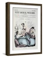 Scorching Heat: the Family Bath, Front Cover of 'Le Petit Journal Pour Rire', C.1860-Grevin-Framed Giclee Print