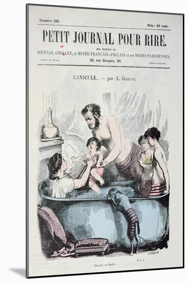 Scorching Heat: the Family Bath, Front Cover of 'Le Petit Journal Pour Rire', C.1860-Grevin-Mounted Giclee Print
