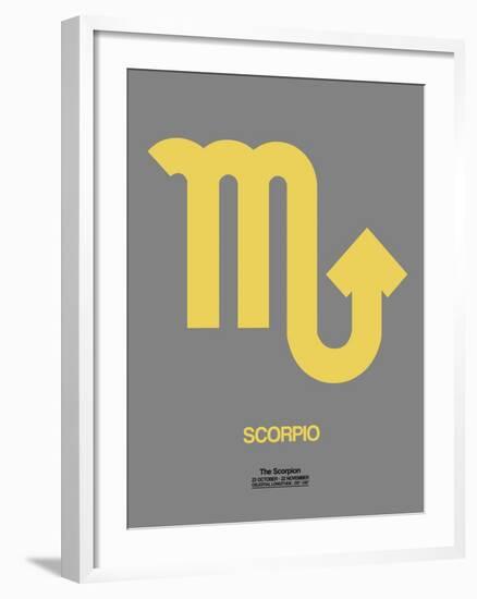 Scorpio Zodiac Sign Yellow on Grey-NaxArt-Framed Art Print