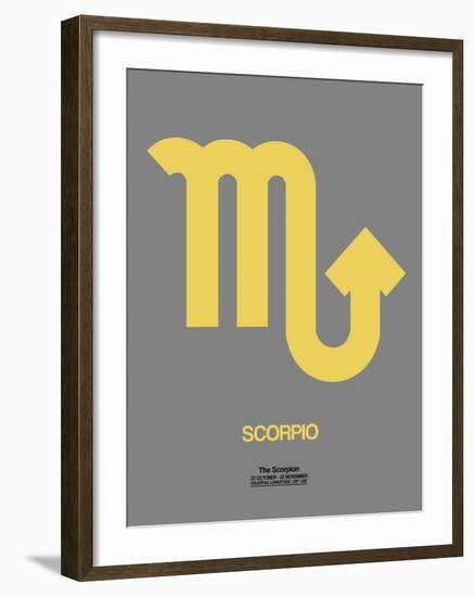 Scorpio Zodiac Sign Yellow on Grey-NaxArt-Framed Art Print