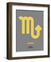 Scorpio Zodiac Sign Yellow on Grey-NaxArt-Framed Art Print