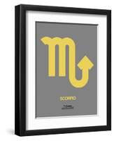 Scorpio Zodiac Sign Yellow on Grey-NaxArt-Framed Art Print