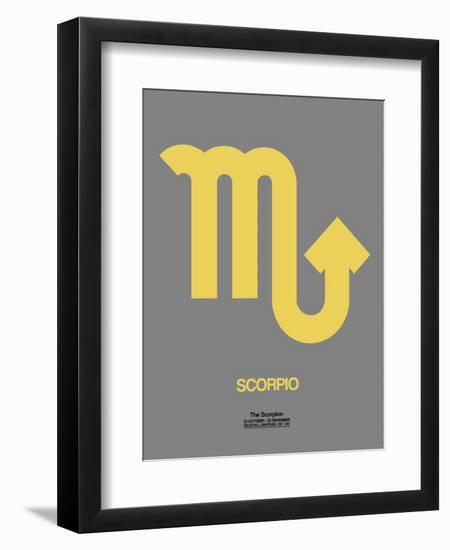 Scorpio Zodiac Sign Yellow on Grey-NaxArt-Framed Art Print