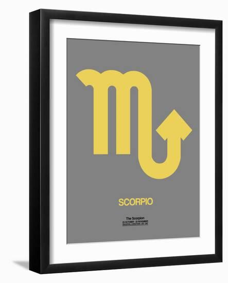 Scorpio Zodiac Sign Yellow on Grey-NaxArt-Framed Art Print