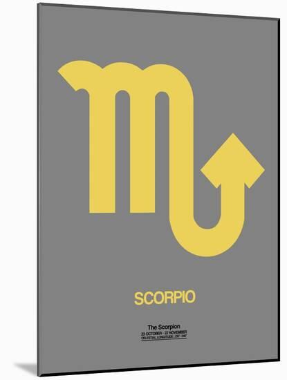 Scorpio Zodiac Sign Yellow on Grey-NaxArt-Mounted Art Print