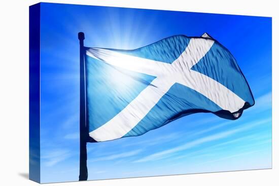 Scotland Flag Waving on the Wind-Flogel-Stretched Canvas