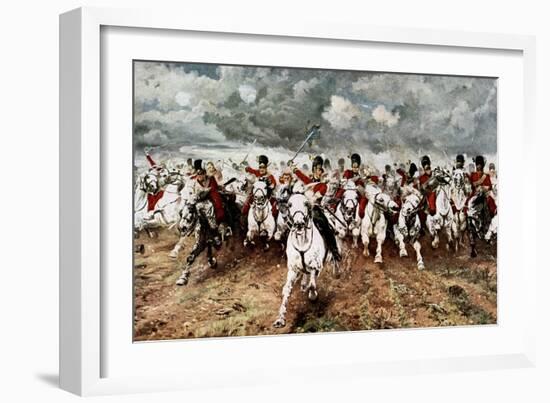 Scotland for Ever, the Charge of the Scots Greys at Waterloo, 18 June 1815-Elizabeth Butler-Framed Giclee Print