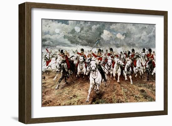 Scotland for Ever, the Charge of the Scots Greys at Waterloo, 18 June 1815-Elizabeth Butler-Framed Premium Giclee Print