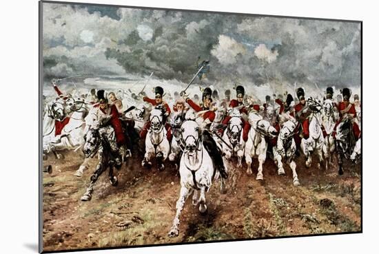 Scotland for Ever, the Charge of the Scots Greys at Waterloo, 18 June 1815-Elizabeth Butler-Mounted Premium Giclee Print