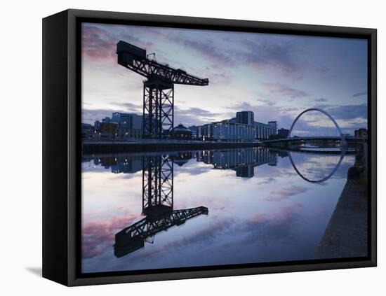 Scotland, Glasgow, Clydebank, the Finneston Crane and Modern Clydebank Skyline-Steve Vidler-Framed Stretched Canvas