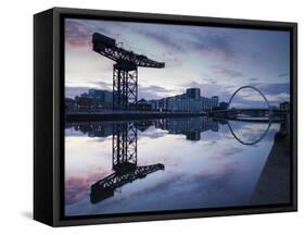 Scotland, Glasgow, Clydebank, the Finneston Crane and Modern Clydebank Skyline-Steve Vidler-Framed Stretched Canvas