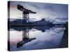 Scotland, Glasgow, Clydebank, the Finneston Crane and Modern Clydebank Skyline-Steve Vidler-Stretched Canvas