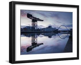 Scotland, Glasgow, Clydebank, the Finneston Crane and Modern Clydebank Skyline-Steve Vidler-Framed Premium Photographic Print