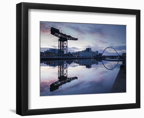 Scotland, Glasgow, Clydebank, the Finneston Crane and Modern Clydebank Skyline-Steve Vidler-Framed Photographic Print