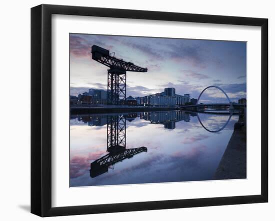 Scotland, Glasgow, Clydebank, the Finneston Crane and Modern Clydebank Skyline-Steve Vidler-Framed Photographic Print