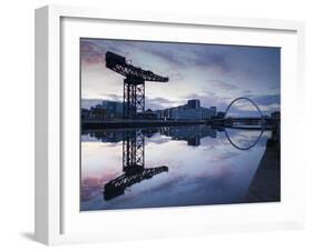 Scotland, Glasgow, Clydebank, the Finneston Crane and Modern Clydebank Skyline-Steve Vidler-Framed Photographic Print