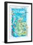 Scotland Illustrated Map with Landmarks and Highlights-M. Bleichner-Framed Art Print