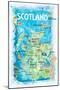 Scotland Illustrated Map with Landmarks and Highlights-M. Bleichner-Mounted Art Print