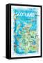 Scotland Illustrated Map with Landmarks and Highlights-M. Bleichner-Framed Stretched Canvas
