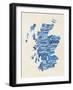 Scotland Typography Text Map-Michael Tompsett-Framed Art Print