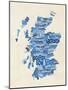 Scotland Typography Text Map-Michael Tompsett-Mounted Art Print