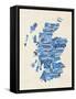 Scotland Typography Text Map-Michael Tompsett-Framed Stretched Canvas