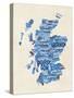 Scotland Typography Text Map-Michael Tompsett-Stretched Canvas