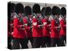 Scots Guards Marching Past Buckingham Palace, Rehearsal for Trooping the Colour, London, England, U-Stuart Black-Stretched Canvas