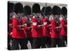 Scots Guards Marching Past Buckingham Palace, Rehearsal for Trooping the Colour, London, England, U-Stuart Black-Stretched Canvas