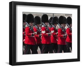 Scots Guards Marching Past Buckingham Palace, Rehearsal for Trooping the Colour, London, England, U-Stuart Black-Framed Photographic Print