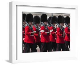 Scots Guards Marching Past Buckingham Palace, Rehearsal for Trooping the Colour, London, England, U-Stuart Black-Framed Photographic Print