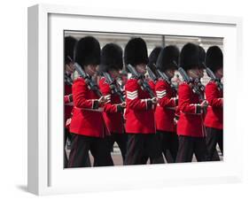 Scots Guards Marching Past Buckingham Palace, Rehearsal for Trooping the Colour, London, England, U-Stuart Black-Framed Photographic Print