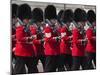 Scots Guards Marching Past Buckingham Palace, Rehearsal for Trooping the Colour, London, England, U-Stuart Black-Mounted Photographic Print