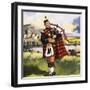 Scotsman Playing Bagpipes-null-Framed Giclee Print