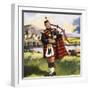 Scotsman Playing Bagpipes-null-Framed Giclee Print