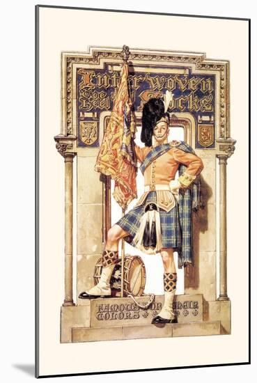 Scotsman with Drum and Flag-null-Mounted Art Print