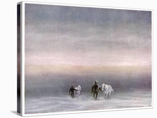Scott Exercising the Ponies Through the Snow-Edward A. Wilson-Stretched Canvas