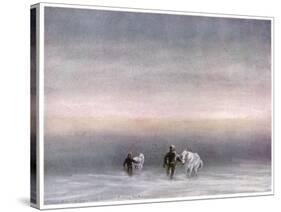 Scott Exercising the Ponies Through the Snow-Edward A. Wilson-Stretched Canvas