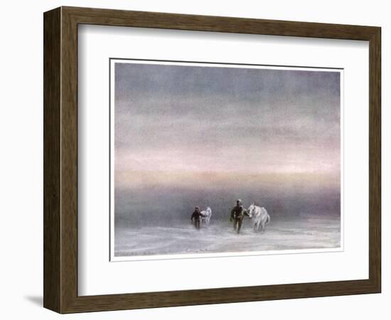 Scott Exercising the Ponies Through the Snow-Edward A. Wilson-Framed Art Print