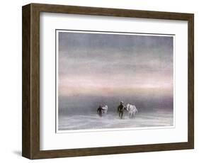 Scott Exercising the Ponies Through the Snow-Edward A. Wilson-Framed Art Print