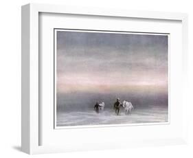 Scott Exercising the Ponies Through the Snow-Edward A. Wilson-Framed Art Print