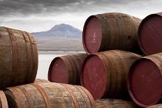 Whisky Barrels on Islay/View over to Jura/Whisky Barrels Stacked Up-Scott Jessiman Photo-Framed Stretched Canvas