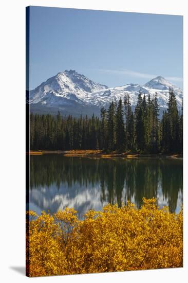 Scott Lake with Sister Mts, Willamette National Forest Oregon, USA-Jamie & Judy Wild-Stretched Canvas